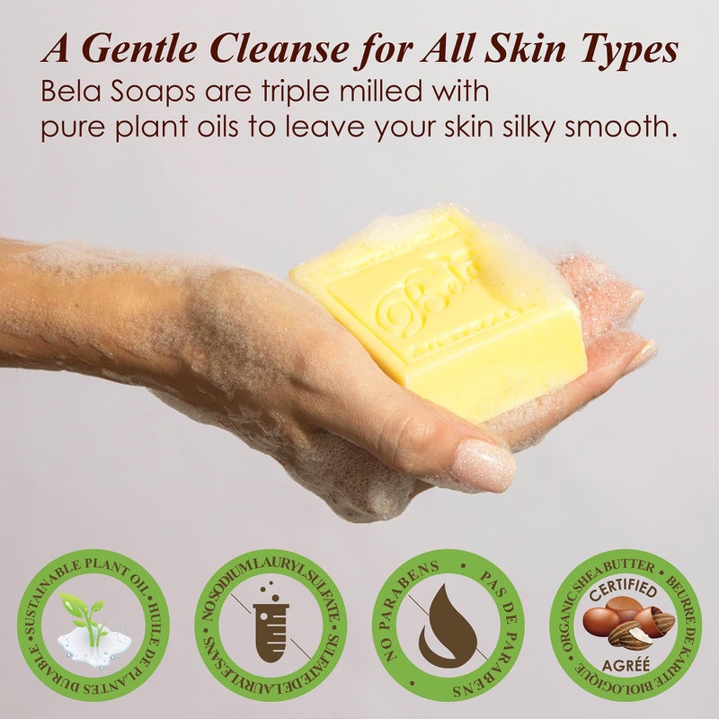 BELA Honeysuckle Soap 3.3 OZ Pack of 12, Long lasting French Triple Milled Bar Soap with Organic Shea Butter, Hand, Face and Body Wash Bar, Made in Australia - Image 3